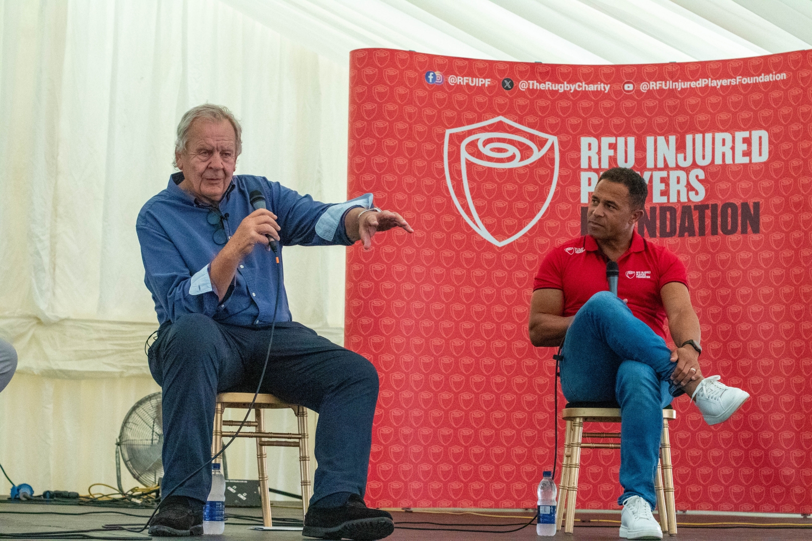 IPF Patron Sir Bill Beaumont and IPF Ambassador Jason Robinson at Lymm RFC